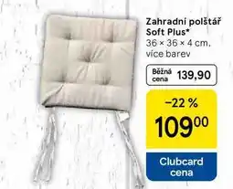 Tesco Zahradní polštář Soft Plus, 36 × 36 × 4 cm. více barev nabídka