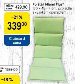 Tesco Polštář Miami Plus, 130 x 45 x 4 cm. pro židle s vysokým opěradlem nabídka