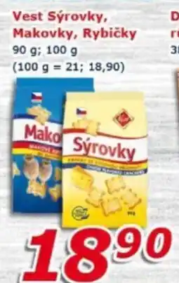 ESO MARKET Vest sýrovky, makovky, rybičky nabídka