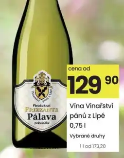 Kubík potraviny Vína Vinařství pánů z Lipé nabídka