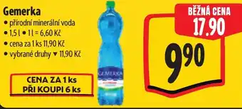 Albert Gemerka přírodní minerální voda nabídka