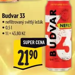 Albert Budvar 33 nefiltrovaný světlý ležák nabídka