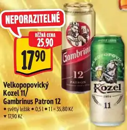 Albert Velkopopovický Kozel 11/ Gambrinus Patron 12 nabídka