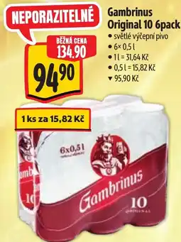 Albert Gambrinus Original 10 6pack světlé výčepní pivo nabídka