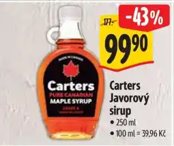 Albert Carters Javorový sirup nabídka