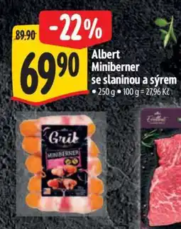 Albert Albert Miniberner se slaninou a sýrem nabídka