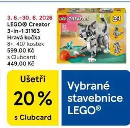 Tesco LEGO Creator 3-in-1 31163 Hravá kočka 8+, 407 kostek nabídka