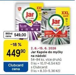 Tesco Jar kapsle do myčky na nádobí nabídka