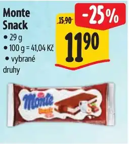 Albert Monte Snack nabídka