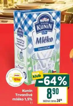 Billa Kunín Trvanlivé mléko 1,5% nabídka