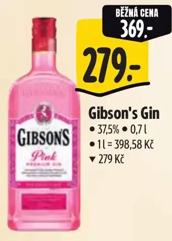 Albert Gibson's Gin nabídka