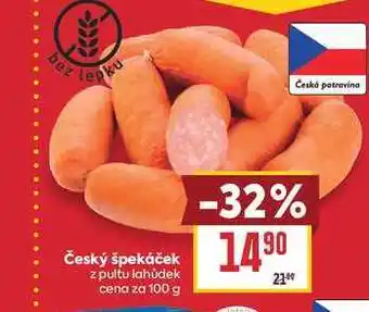 Billa Český špekáček z pultu lahůdek cena za nabídka