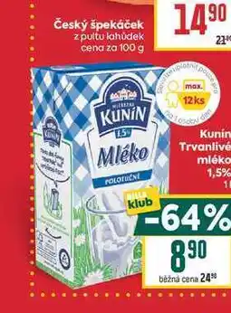 Billa Kunin Trvanlivé mléko 1,5% nabídka