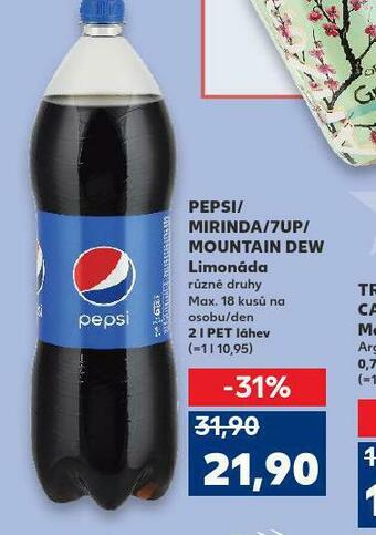Kaufland Pepsi, mirinda, 7up, mountain dew nabídka