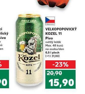 Kaufland Pivo velkopopovický kozel 11 nabídka