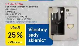 Tesco F&F Home Sklenice na bílé víno, 4 ks nabídka