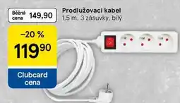 Tesco Prodlužovací kabel 1,5 m, 3 zásuvky, bílý nabídka