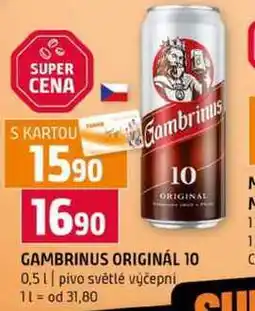 Terno GAMBRINUS ORIGINÁL 10 0,5l pivo světlé výčepní nabídka