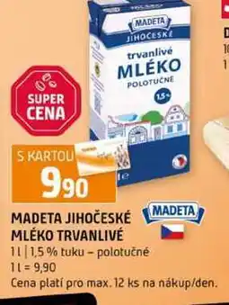 Terno MADETA JIHOČESKÉ MLÉKO TRVANLIVÉ POLOTUČNE 1l 1,5% tuku nabídka