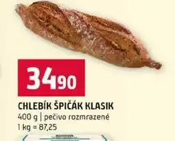 Terno CHLEBÍK ŠPIČÁK KLASIK 400 g pečivo rozmrazené nabídka