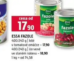 Terno ESSA FAZOLE 400/240 g bílé v tomatové omáčce 400/240 g červené ve slaném nálevu nabídka