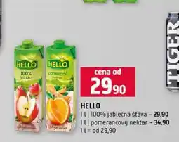 Terno HELLO 1l 100% jablečná šťáva 1l pomerančový nektar nabídka