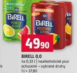Terno BIRELL 0,0 4x 0,33l nealkoholické pivo ochucené vybrané druhy nabídka