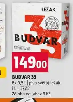 Terno BUDVAR 33 8x 0,5l pivo světlý ležák nabídka