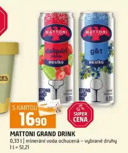 Terno MATTONI GRAND DRINK 0,33l minerání voda ochucená vybrané druhy nabídka