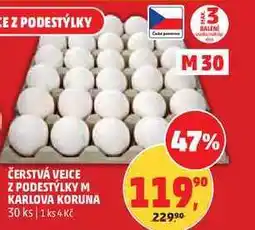 Penny Market ČERSTVÁ VEJCE Z PODESTÝLKY M KARLOVA KORUNA, 30 ks nabídka