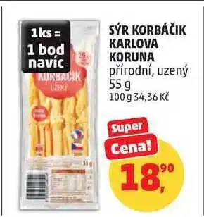 Penny Market SÝR KORBÁČIK KARLOVA KORUNA přírodní nabídka