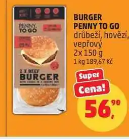 Penny Market BURGER PENNY TO GO drůbeží, hovězí, vepřový nabídka