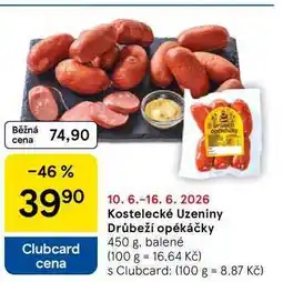 Tesco Kostelecké Uzeniny Drůbeží opékáčky, 450 g, balené nabídka