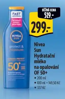 Albert Nivea Sun Hydratační mléko na opalování OF 50+ nabídka