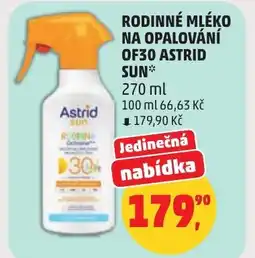 Penny Market Rodinné mléko na opalování OF30 astrid sun nabídka