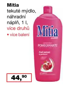 Ráj drogerie Mitia tekuté mýdlo, náhradní náplň nabídka