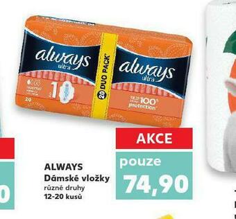 Kaufland Always dámské vložky nabídka