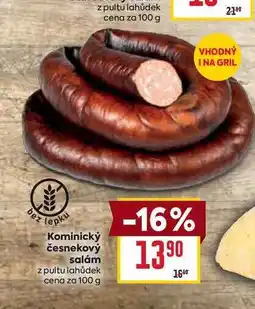 Billa Kominický česnekový salám z pultu lahůdek cena za nabídka