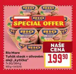 Billa Rio Mare Tuňák steak v olivovém oleji,,kytička“ 7x80/364 g nabídka