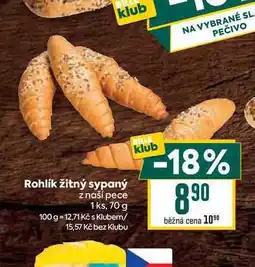 Billa Rohlík žitný sypaný z naší pece 1 ks nabídka