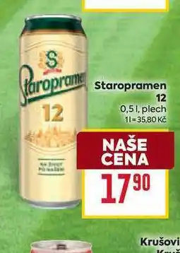 Billa Staropramen 12 0,51, plech nabídka