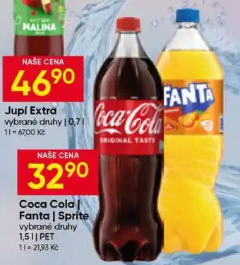 Hruška Coca-Cola, Fanta, Sprite nabídka