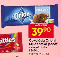 Hruška Čokoláda Orion/Studentská pečeť nabídka
