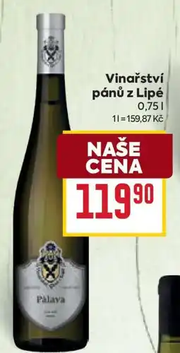 Billa Vinařství Pánů z Lipé Pálava nabídka