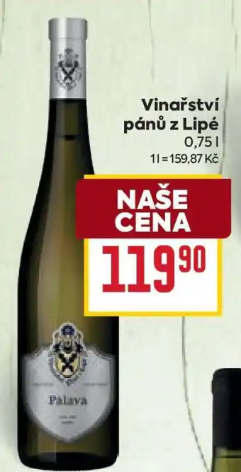 Billa Vinařství Pánů z Lipé Pálava nabídka