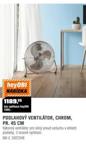 Podlahový ventilátor, chrom, pr.