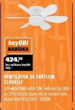 OBI Ventilátor se světlem clovelly nabídka