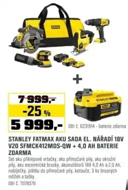 OBI Stanley fatmax aku sada el. nářadí 18V V20 SFMCK412MDS-QW + 4,0 AH baterie zdarma nabídka