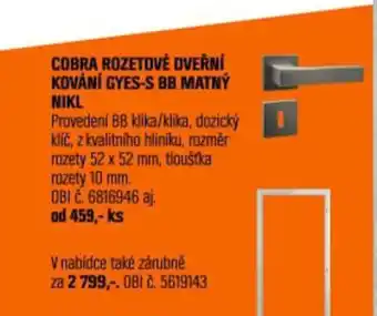 OBI Cobra rozetové dveřní kování gyes-s bb matný nikl nabídka