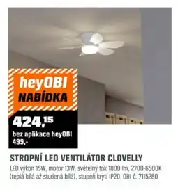 OBI Stropní led ventilátor clovelly nabídka